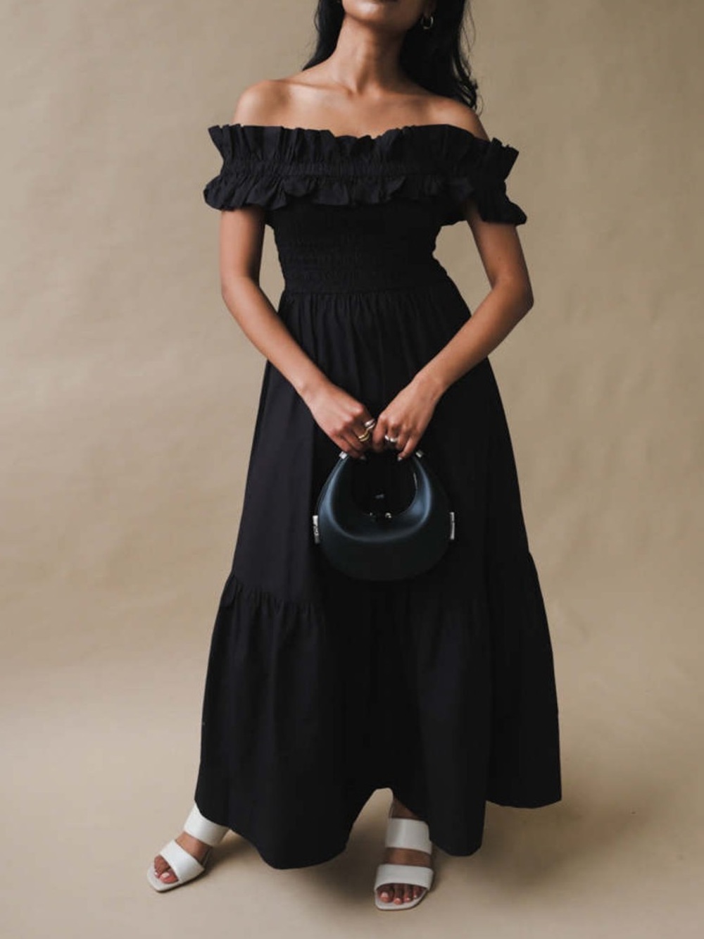 Ganni Off-The-Shoulder Dress - Black -